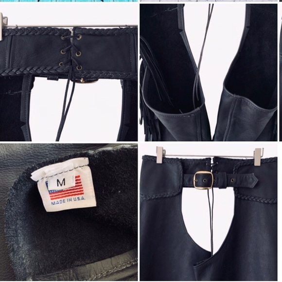 BLACK LEATHER SHAPS WITH SIDE FRINGE - Picture 4 of 16